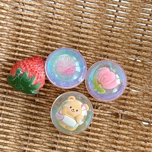 Cute 3D crystal ball phone sockets with strawberry, tulip and bear resin designs