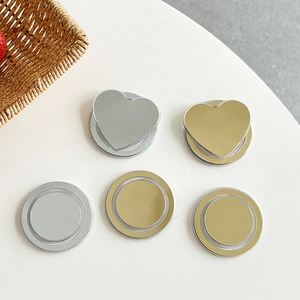 Minimalist round and heart mirror Magsafe phone grips in gold and silver finish