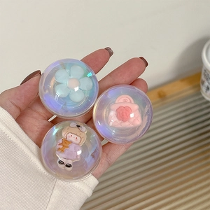 Laser iridescent crystal ball phone sockets with floral and 3D cartoon girl designs