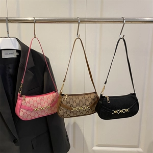 Borsa a Spalla Vintage Con Stampa Monogramma M per Donna Decorazione Catena in Metallo a Cuore Oro Borsa Sottoascellare alla Moda