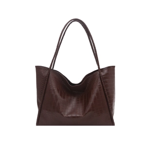 Brown crocodile embossed large tote bag with top handles for women business commute