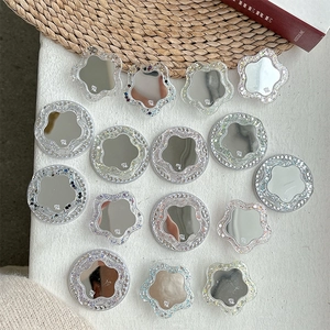 Magnetic flower star phone socket with glitter sequins and mirror, sparkling phone ring grip