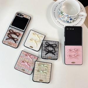 Woven tweed bow case collection for Samsung Galaxy Z Flip folding phone series