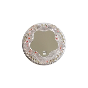 Sparkling rhinestone flower phone socket with a built-in mirror and colorful sequins