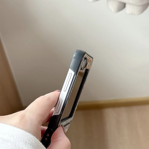 Detail view of the shockproof side frame and precise button cutouts for Z Flip case