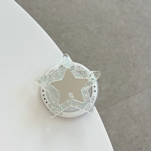 Détail du support téléphone en étoile avec paillettes et finition miroir argenté