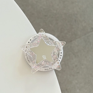 Support téléphone étoile pailleté avec miroir central et résine sur carte cadeau
