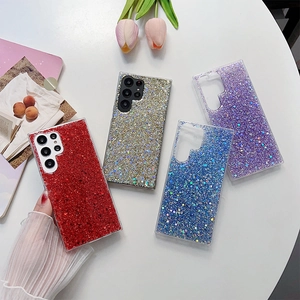 Glitter sequins phone case for Samsung Galaxy S24 Ultra in red, silver, blue and purple