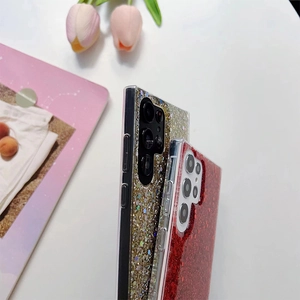 Glitter sequins phone cases for Samsung Galaxy S24 Ultra in gold and dark red colors