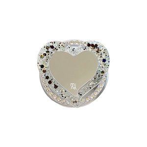 Support téléphone Magsafe cœur pailleté avec strass et miroir de maquillage portable