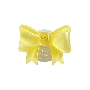 Cute solid yellow bow phone socket grip stand with resin texture for smartphones