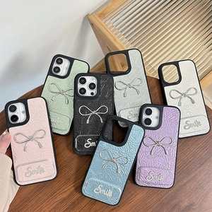 Luxe bow-knot leather texture phone cases for iPhone in diverse vibrant colors