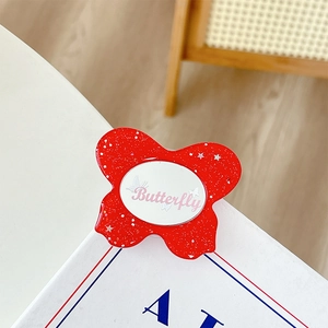 Red glittery butterfly phone grip stand with shiny sequins and Butterfly lettering