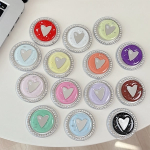 Sparkling magnetic phone grip with rhinestone heart mirror and colorful glitter sequins