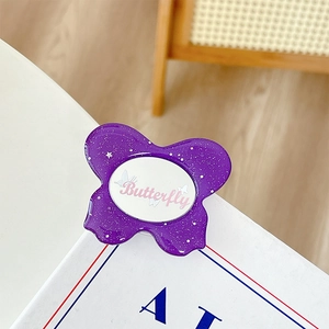 Purple glitter butterfly phone grip with Butterfly text and resin sparkle finish