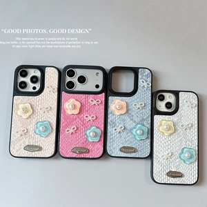Phone Case Floral Artificial Pearl Bowknot Snake Print PU Leather TPU Shockproof Shell Luxury Elegant Fashion Cover For Women
