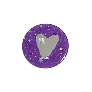 Supporto per telefono viola glitterato con cuore d'argento 'mi ne.' e paillettes