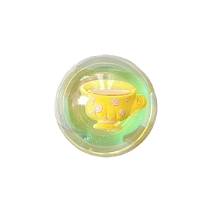 Dreamy bear bubble phone grip with yellow coffee cup and pink rose pattern