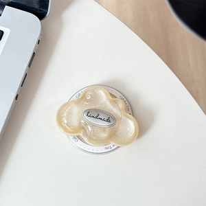 Champagne gold glitter cloud phone socket with handmade silver tag and popup grip