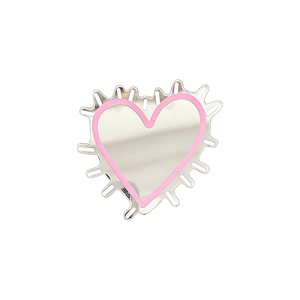 Y2K melting heart phone socket in polished silver and pink enamel finish for women