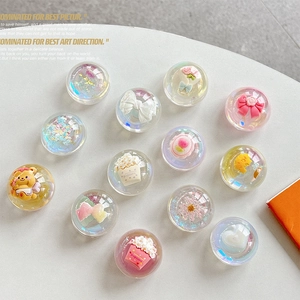 Cute 3D Cartoon Resin Phone Air Cushion Stand Iridescent Transparent Dome Griptok Desk Finger Grip Holder Korean Style