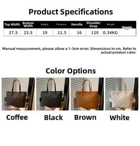 Detail view of large jacquard tote bags in four colors with dimensions and specs