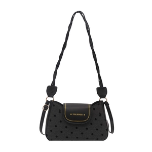 Sac à bandoulière à pois avec poignée tressée et logo Tidal Dryness doré