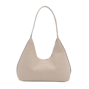 Minimalistische beige Hobo-Schultertasche mit JIANSHIQING-Prägung auf hochwertigem PU-Leder