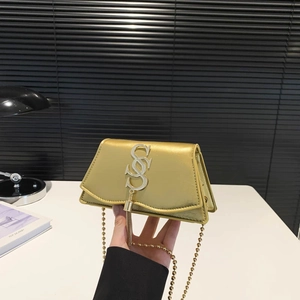 Fashion Letter PU Leather Small Square Shoulder Bag Metallic Chain Tassel Crossbody Bag For Women Trendy Retro Handbag