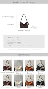 Detailed size chart of vintage soft leather tote bag with dimensions 32x22x11.5 cm