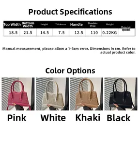 Detailed size chart for plush shoulder bag including width, height and material specs