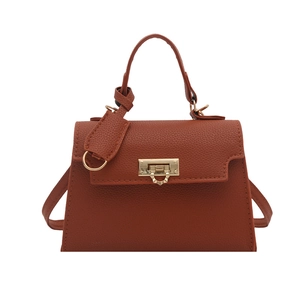 Elegante borsa a tracolla rosso ruggine con motivo litchi e chiusura in metallo