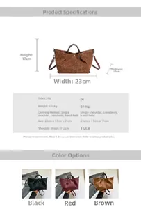 Detailed size specifications for large leopard print tote bag in black red and brown