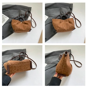 Detailed four-angle views of large leopard print tote bag with reinforced leather corners