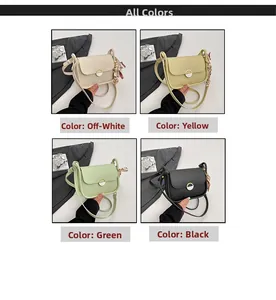 Multi-color view of minimalist leather crossbody bags in white, yellow, green, and black