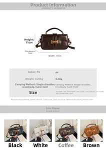 Spécifications détaillées de taille et matériau pour ce petit sac carré vintage