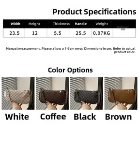 Detailed size chart and dimensions of the monogram crescent shoulder bag with PU material