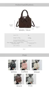 Detailed size chart and specifications for creative shirt collar design crossbody bag