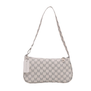 Women's chic beige hobo bag with letter print, large capacity and shoulder strap
