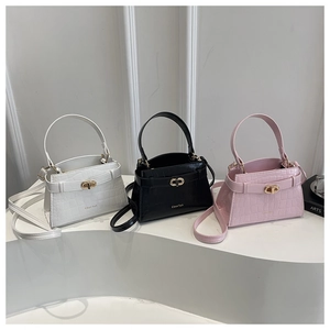 Détails des petits sacs carrés en cuir PU motif crocodile avec fermoirs tournants dorés