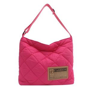 Sac à bandoulière matelassé rose vif en nylon avec sangle réglable pour femme