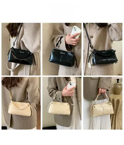 Schicke PU-Leder Handtaschen in Schwarz und Beige als Umhängetasche und Handtasche