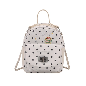 Mini sac à dos japonais à pois avec broderie burger mignonne et bandoulière chaîne