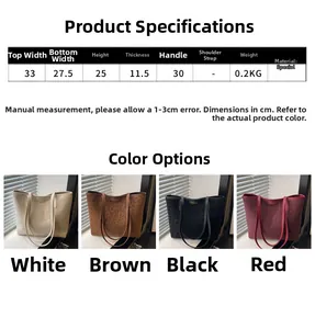 Detailed size chart and four color options for the leopard print fashion tote bag