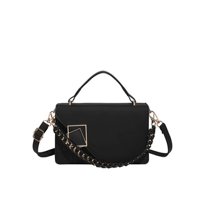 Sac bandoulière vintage noir classique avec similicuir mat et garniture dorée