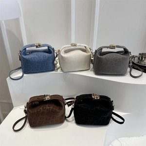 Sac À Main Imprimé Léopard Sac Bandoulière Cuir Synthétique Daim Boucle Dorée Mode Chic Vintage Femmes