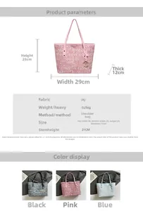 Spécifications de taille pour un grand sac cabas élégant avec pendentif M en métal
