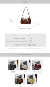 Detail view of stylish PU leather bag with dimensions 24x13x5cm and multi-color options