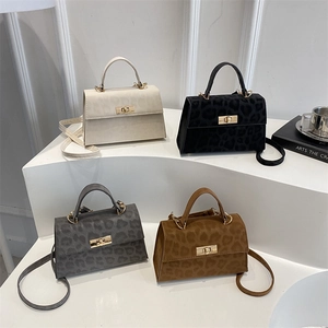 Leopard Muster Umhängetasche Für Damen Vintage Wildlederimitat Handtasche Mit Goldfarbenem Drehverschluss Retro Schicke Tasche