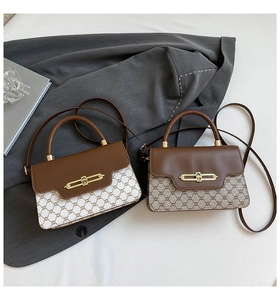 Detailed view of luxury vintage crossbody bags with monogram patterns and metal locks